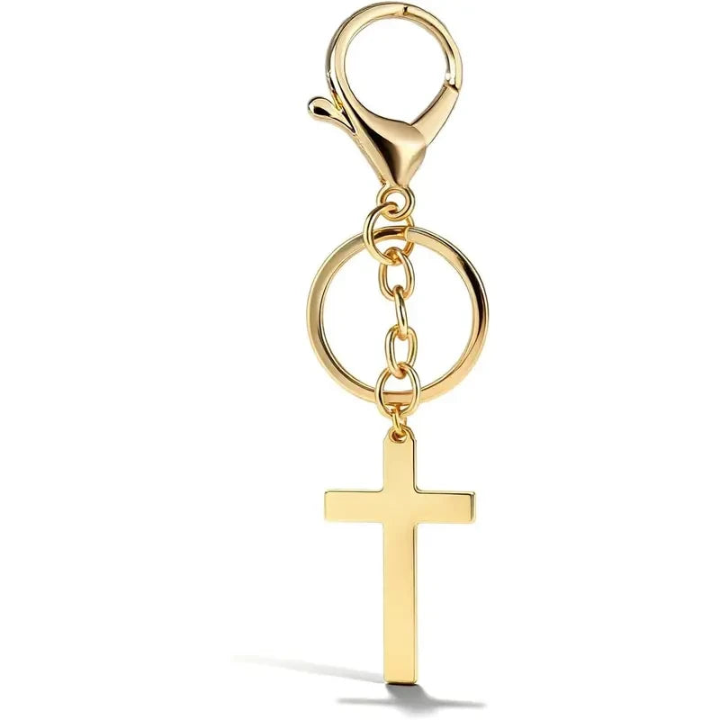 Gold Cross Rosary Keychain