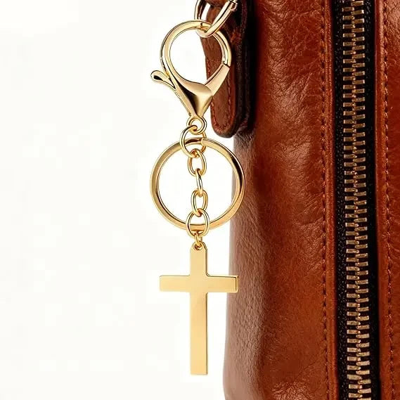 Gold Cross Rosary Keychain