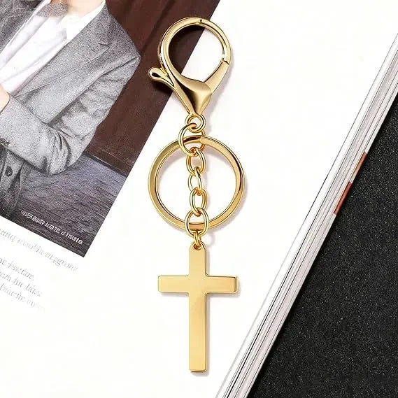 Gold Cross Rosary Keychain
