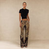 Leopard Mix Lace-Up Flare Pants