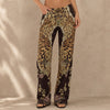 Leopard Mix Lace-Up Flare Pants