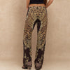 Leopard Mix Lace-Up Flare Pants
