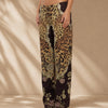 Leopard Mix Lace-Up Flare Pants