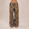 Leopard Mix Lace-Up Flare Pants